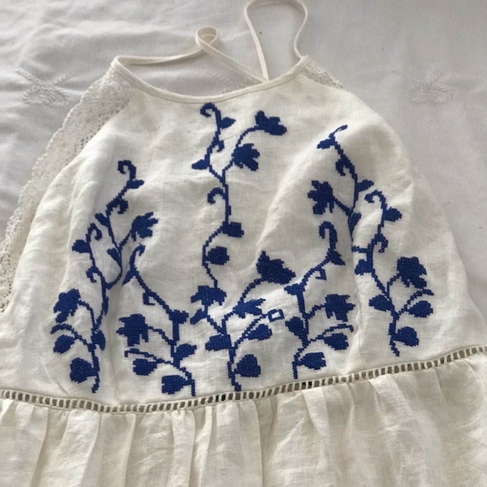 Zara backless white and blue dress, sz S - Picture 1 of 3